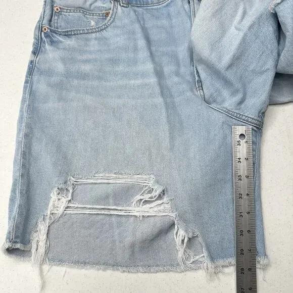 American Eagle Shorts 20 90s Boyfriend Bermuda Blue Denim Distressed Grunge - Picture 5 of 9